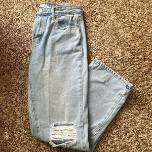 Ripped straight leg jeans